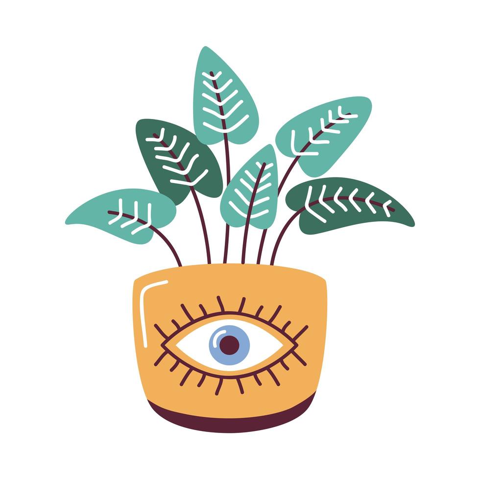 house plant in pot with eye scandinavian style vector