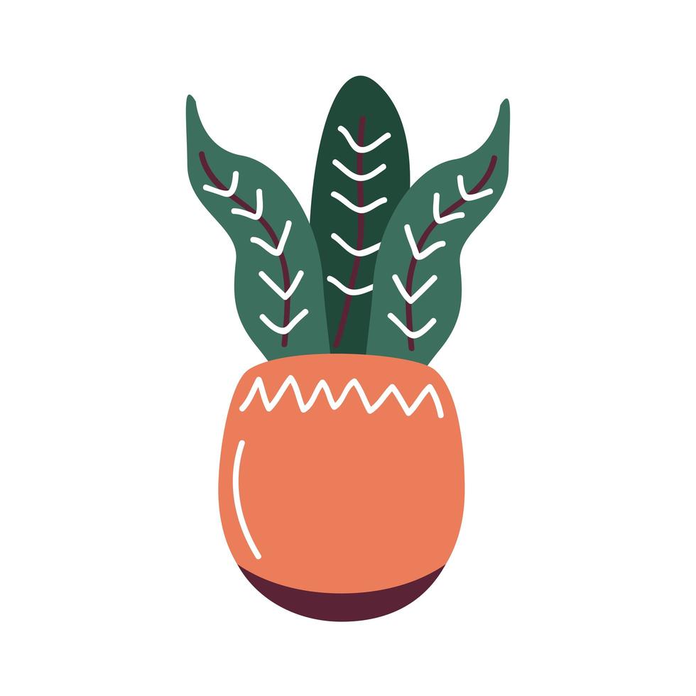 house plant in pot orange color scandinavian style vector