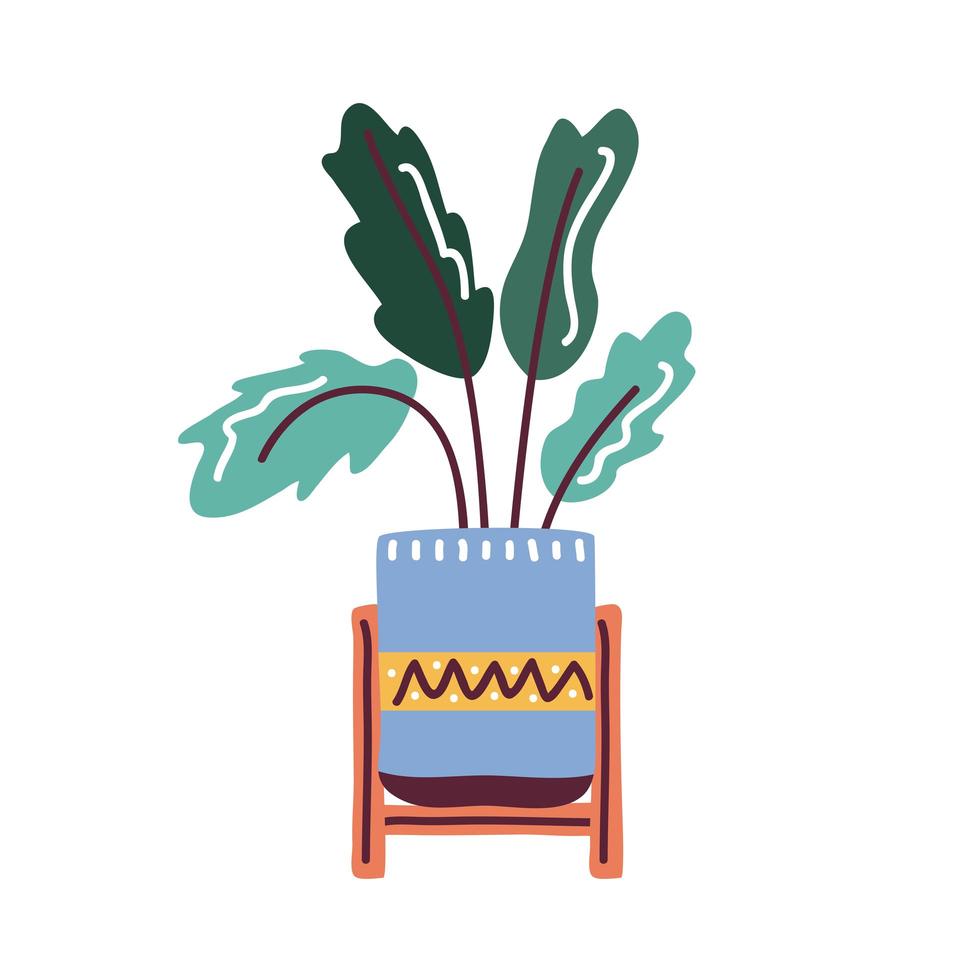 house plant on pot base scandinavian style vector