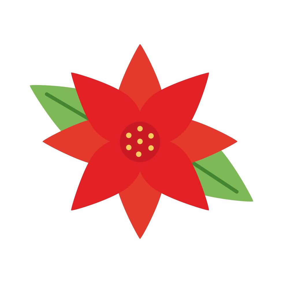 happy merry christmas flower decoration flat style icon vector