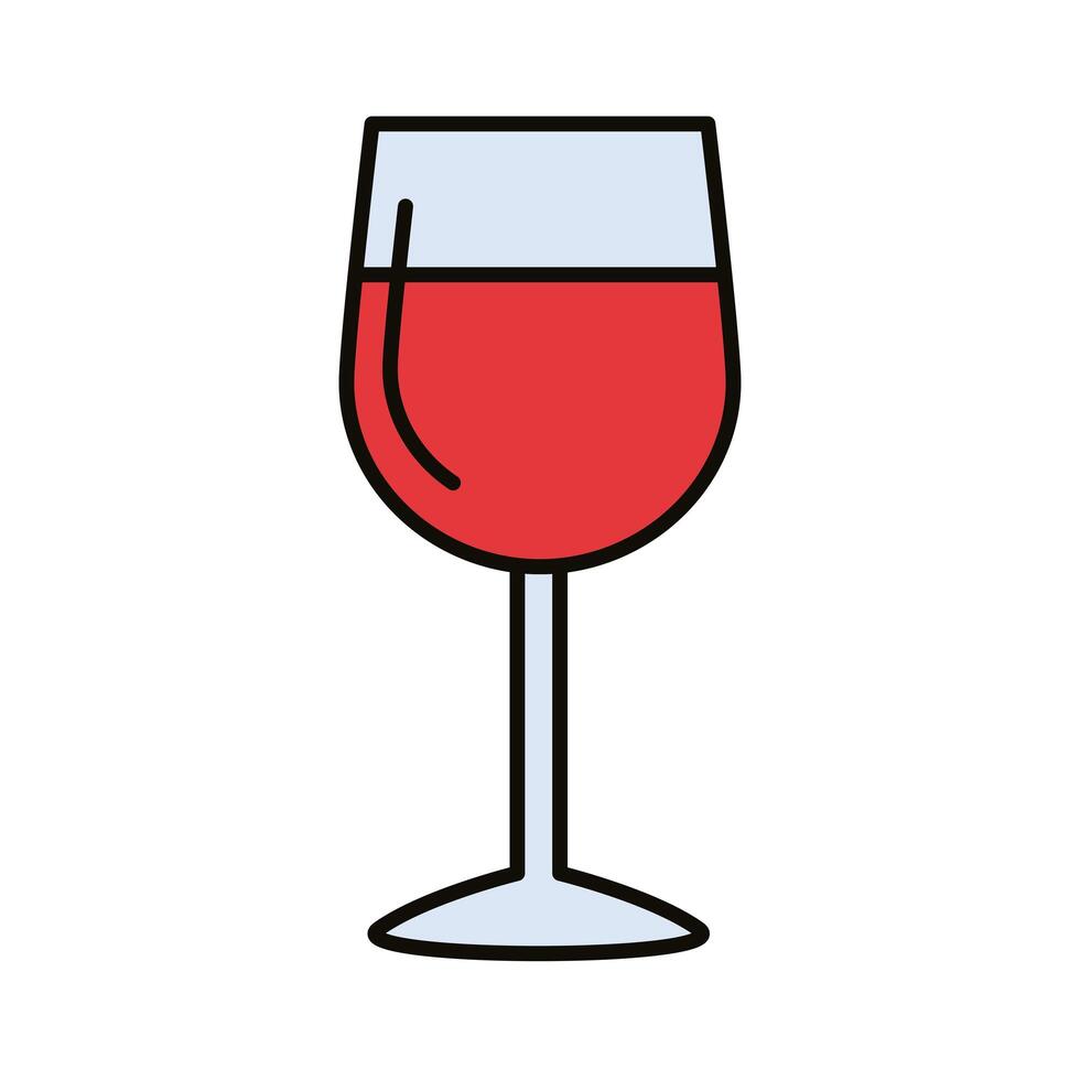 línea de bebida de copa de vino e icono de estilo de relleno vector