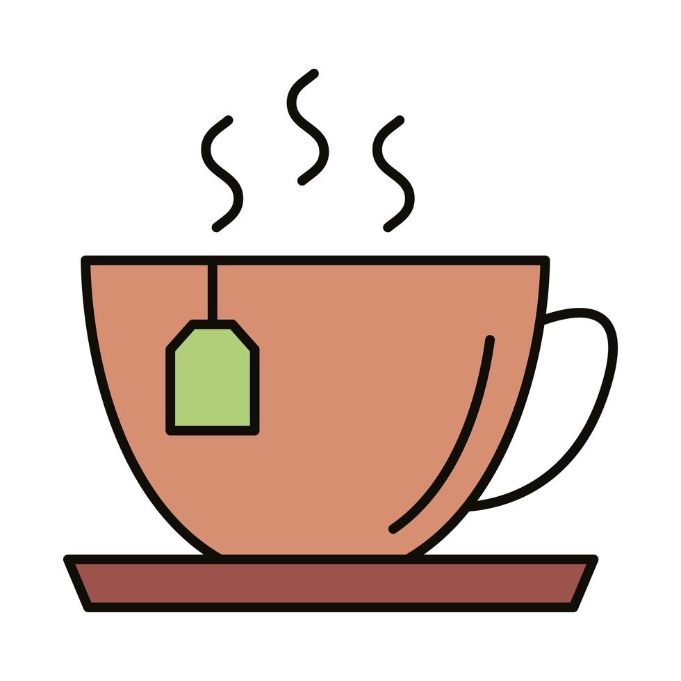 taza de té línea de bebida caliente e icono de estilo de relleno vector