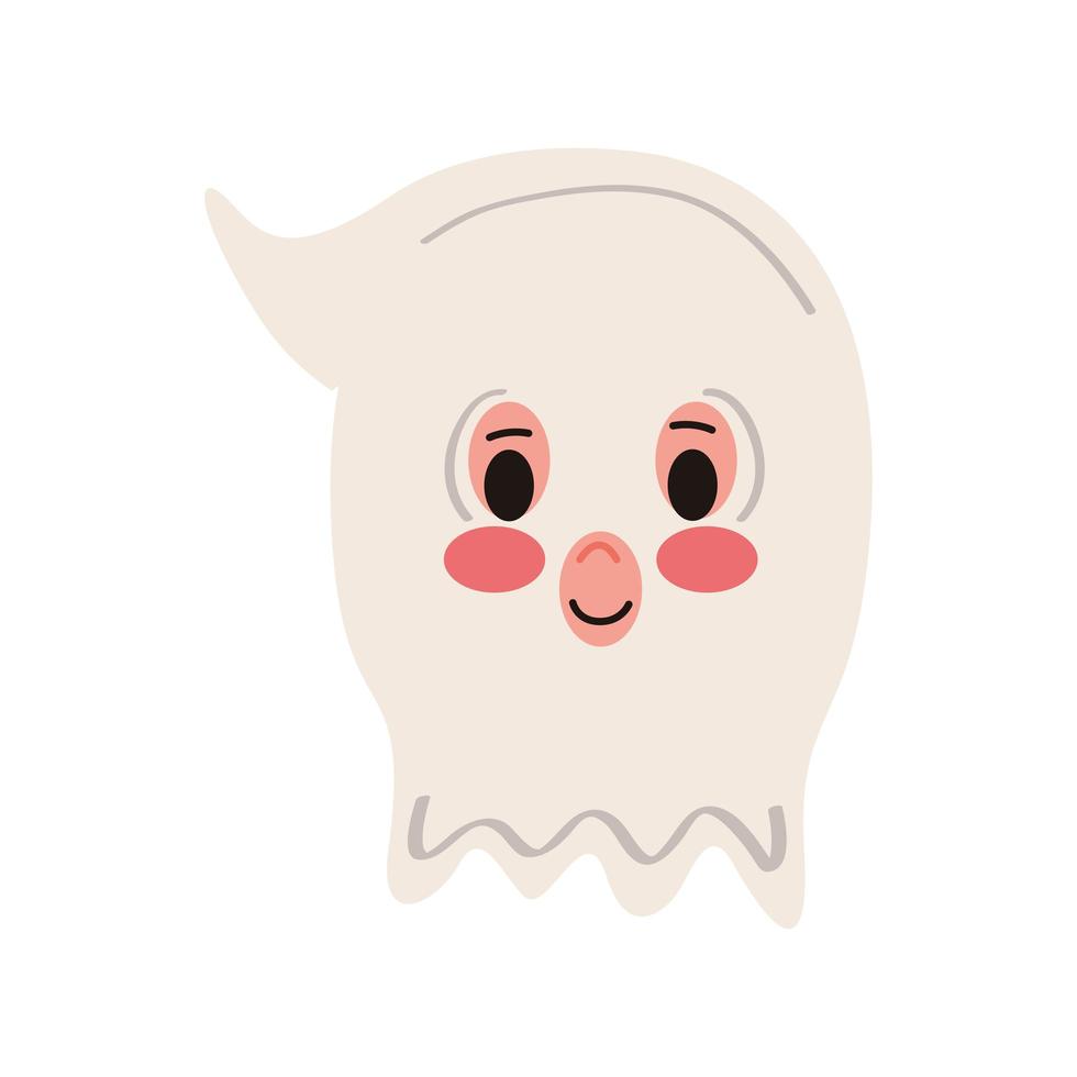 little boy with ghost disguise head character vector
