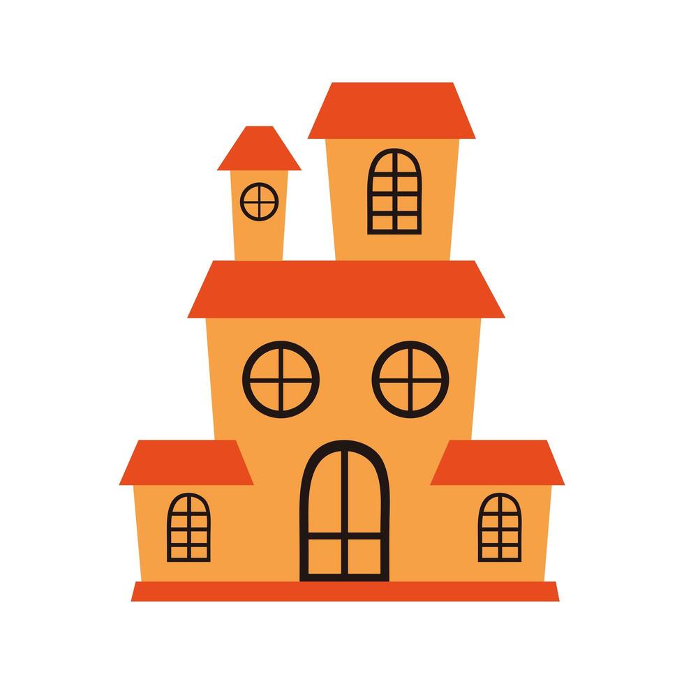 halloween haunted castle building icon vector