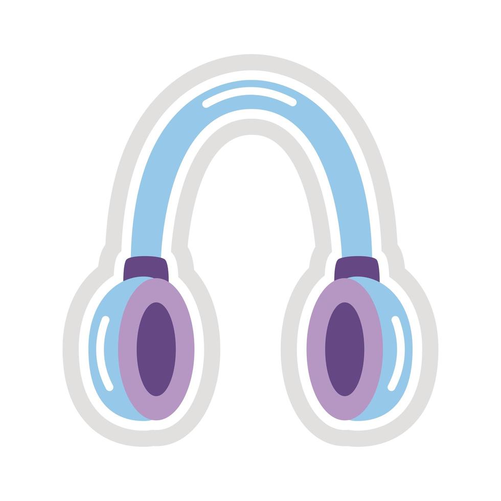 earphones sticker flat style icon vector