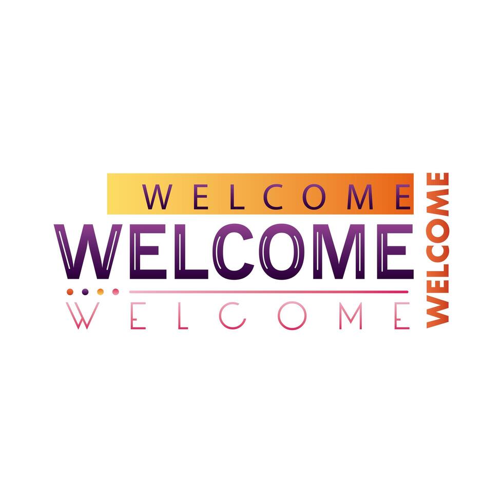 welcome label letterings colors frame vector