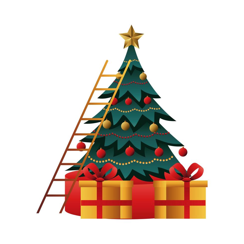 happy merry christmas tree and gifts 2478062 Vector Art at Vecteezy