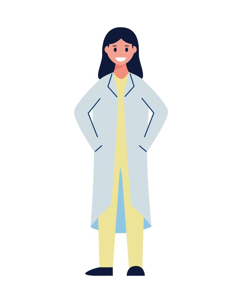 woman doctor worker avatar character flat style vector