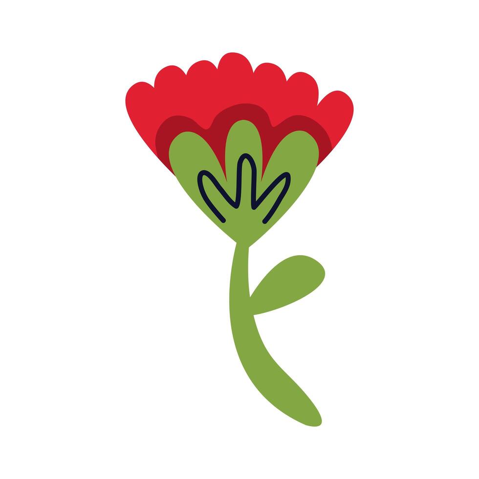 beautiful rose flower garden and leaf flat style icon vector