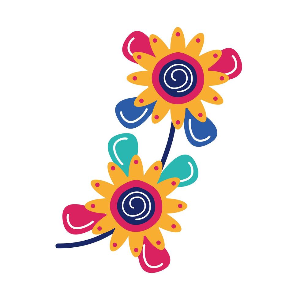 beautiful sunflowers garden flat style icon vector