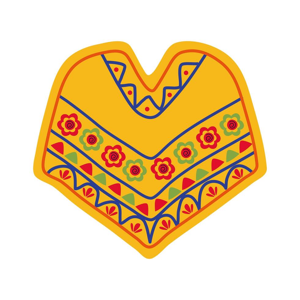 poncho de cultura mexicana estilo plano vector