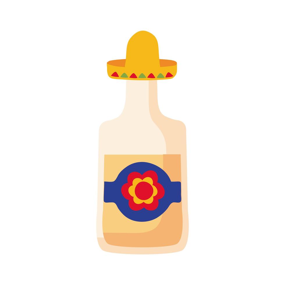 tequila bottle mexican flat style icon vector
