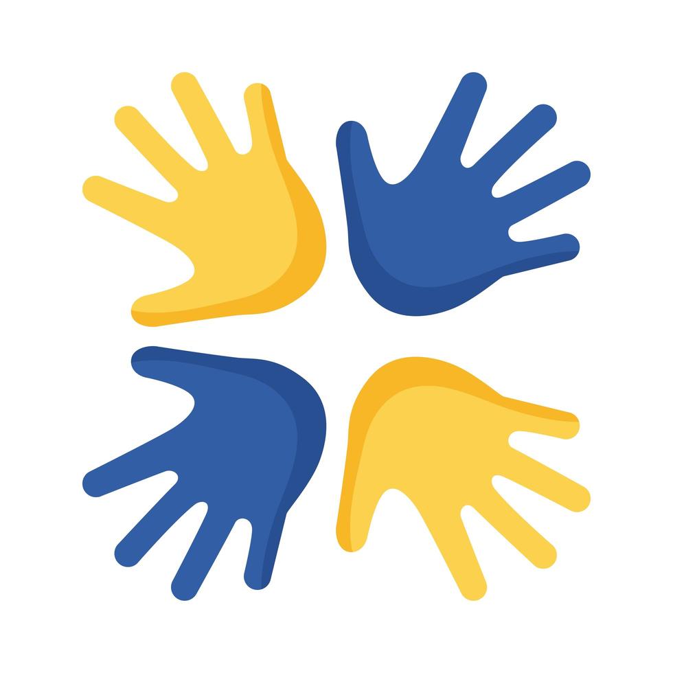 down syndrome hands around flat style icon vector