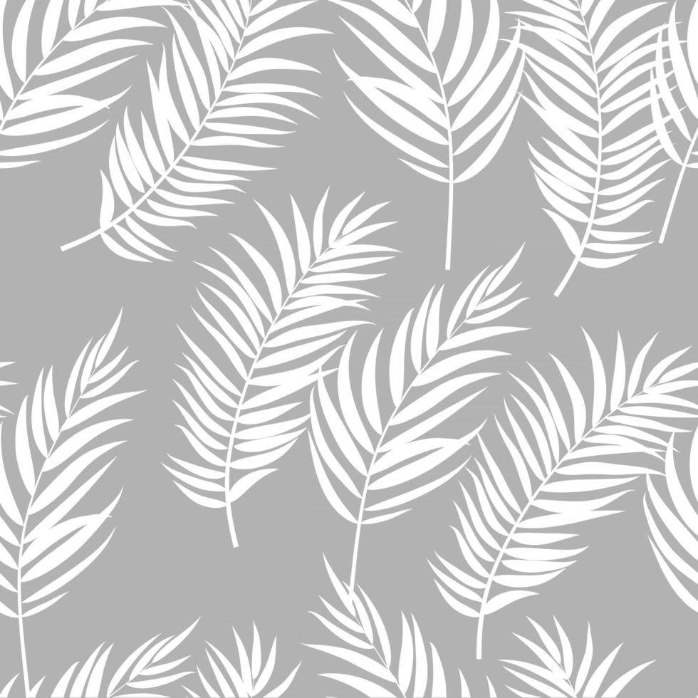 Beautiful Palm Tree Leaves Silhouette, Seamless Pattern Background Vector Illustration