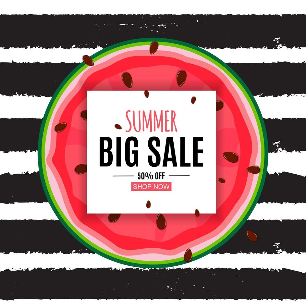 Abstract Summer Sale Background with Watermelon vector