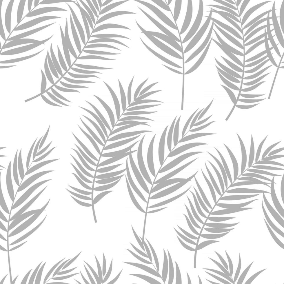 Beautiful Palm Tree Leaves Silhouette, Seamless Pattern Background Vector Illustration