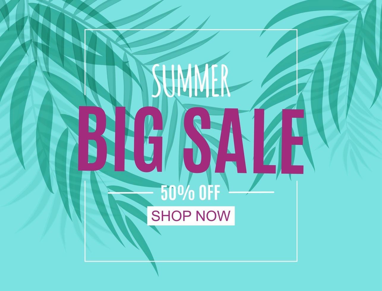 Abstract Summer Sale Background with Palm Leaves vector