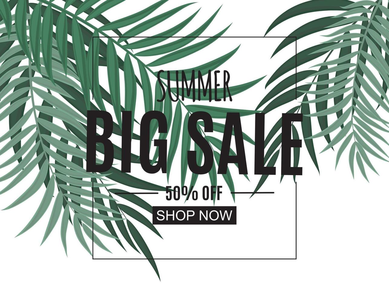Fondo abstracto de venta de verano con hojas de palma vector