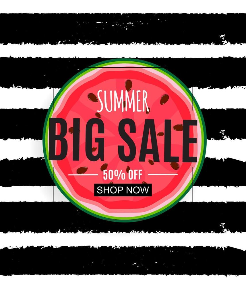 Abstract Flower Summer Sale Background with Watermelon vector