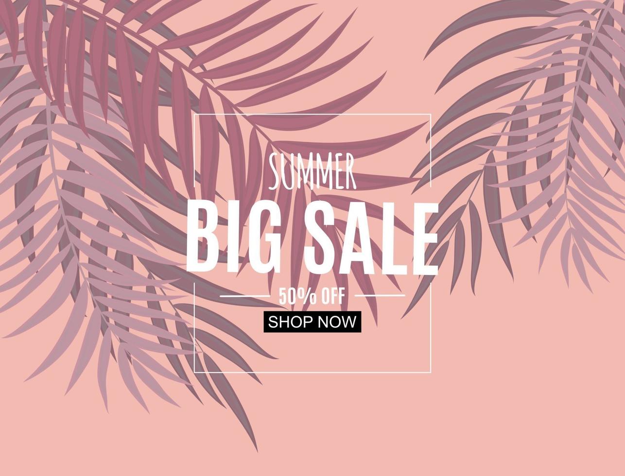 Abstract Summer Sale Background with Palm Leaves vector