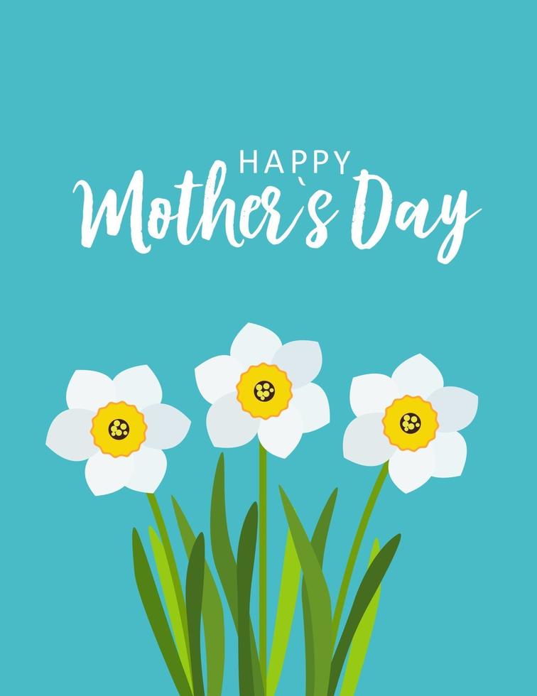 Happy Mother's day greeting card with Flowers background vector