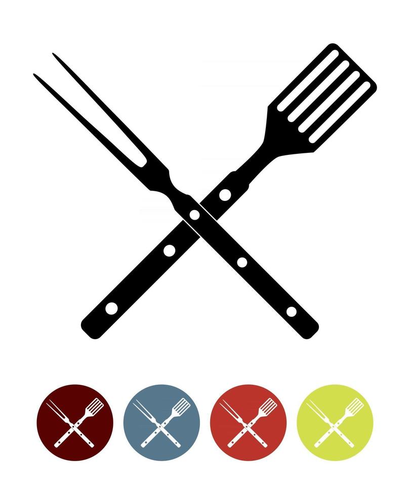 BBQ Icon with Grill Tools vector