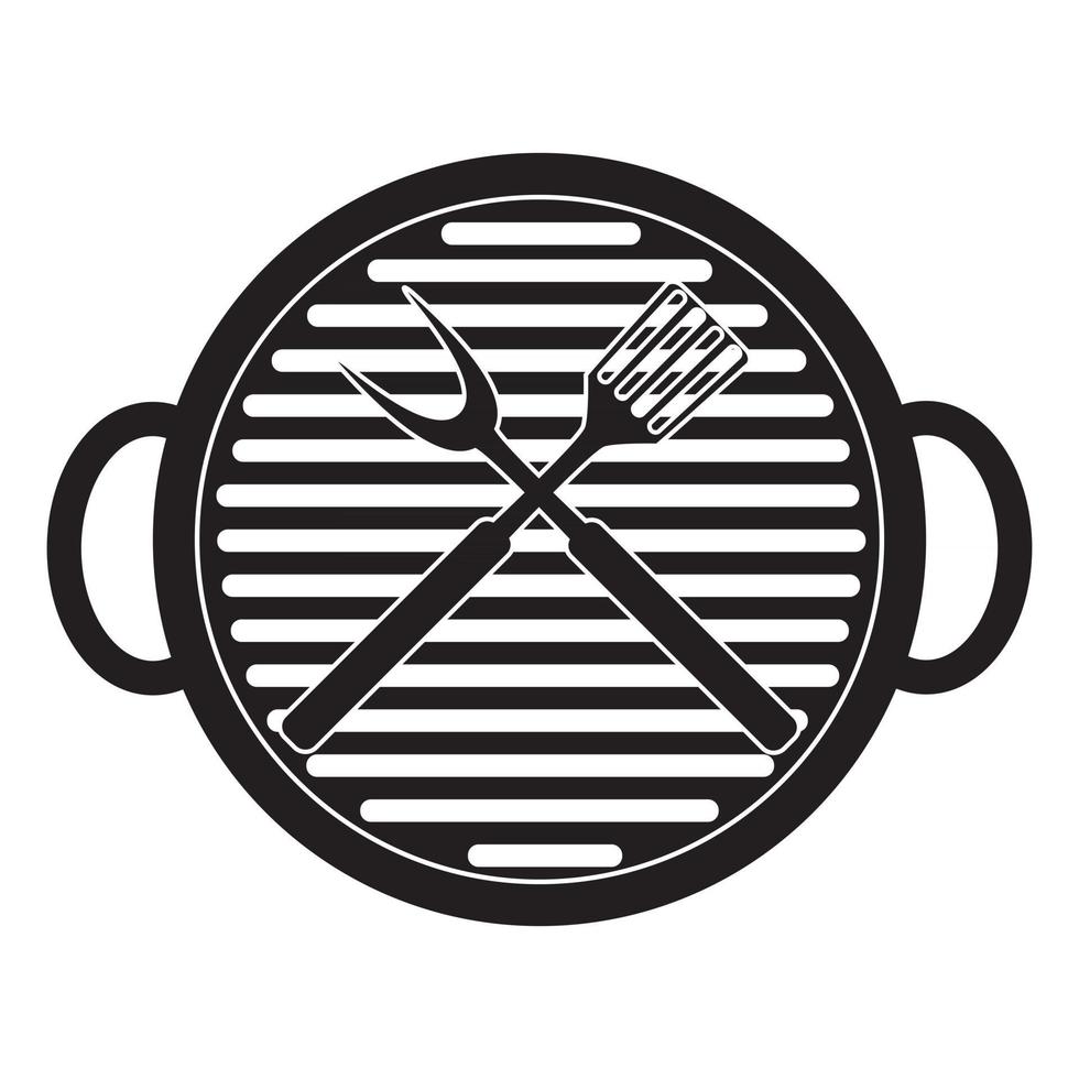 BBQ Icon with Grill Tools vector