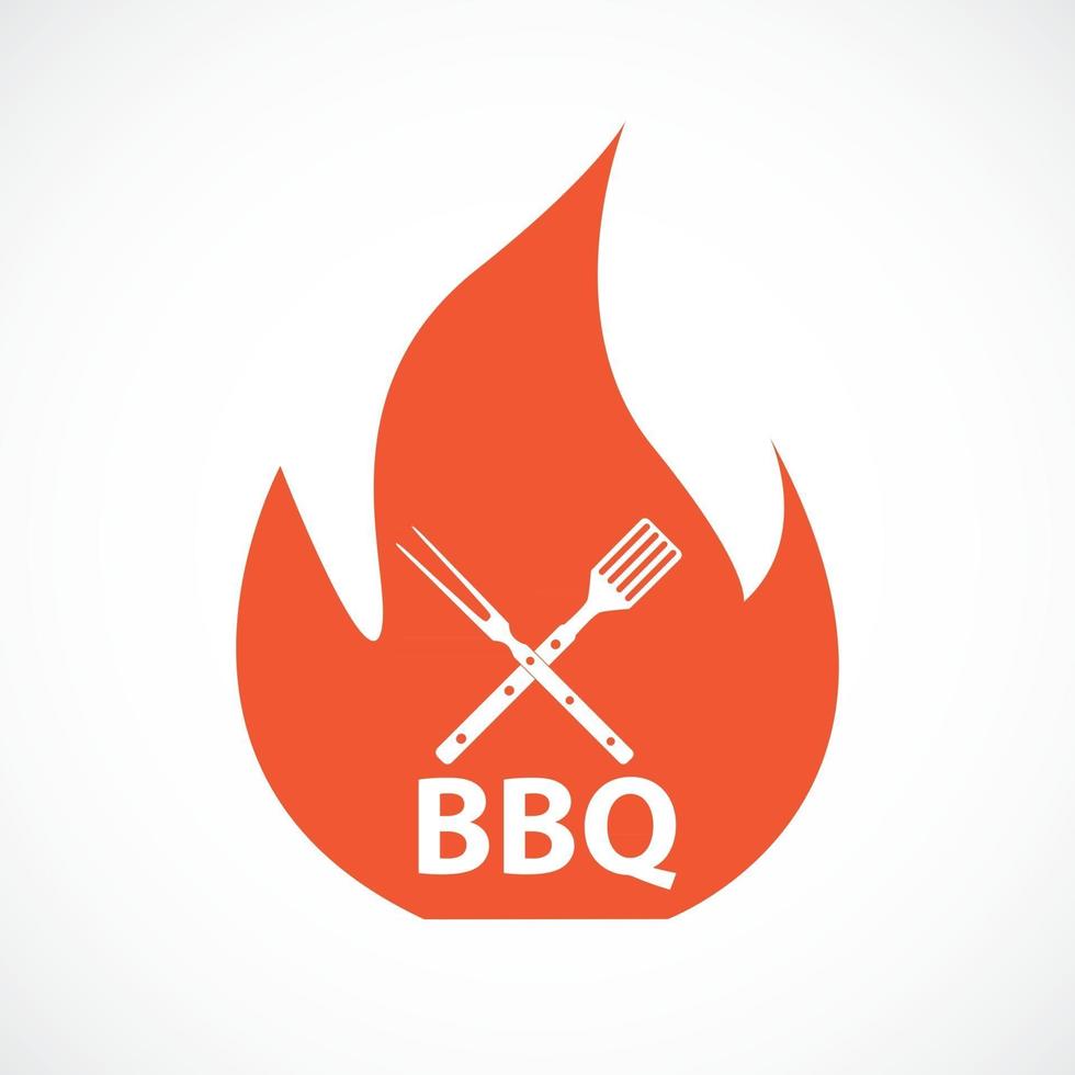 BBQ Icon with Grill Tools vector