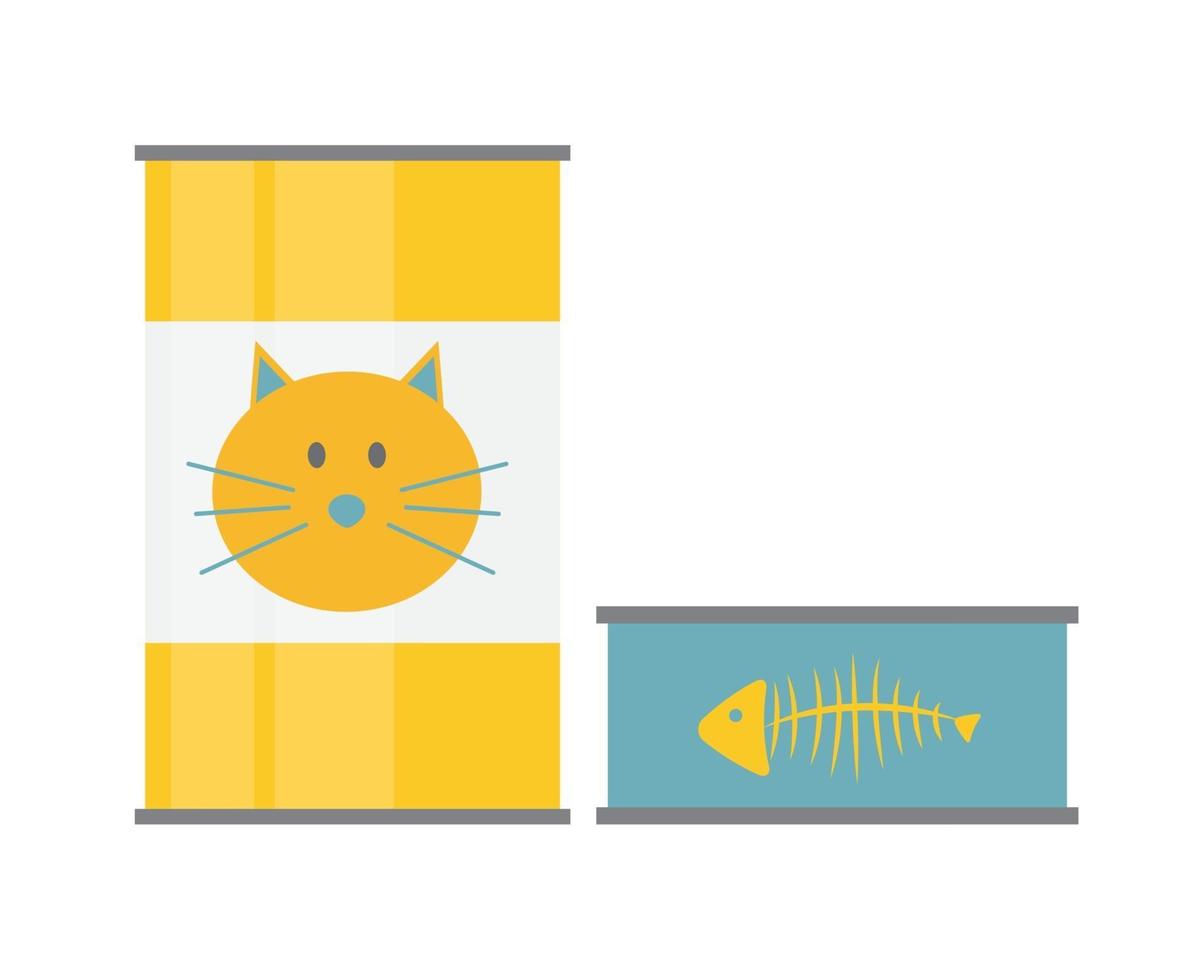 plantilla de lata de comida para mascotas en material de icono de estilo plano moderno para el diseño vector