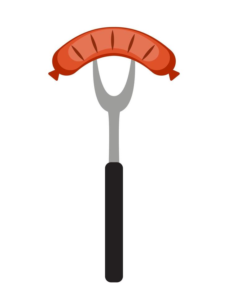 BBQ Icon with Grill Tools and Sausage vector