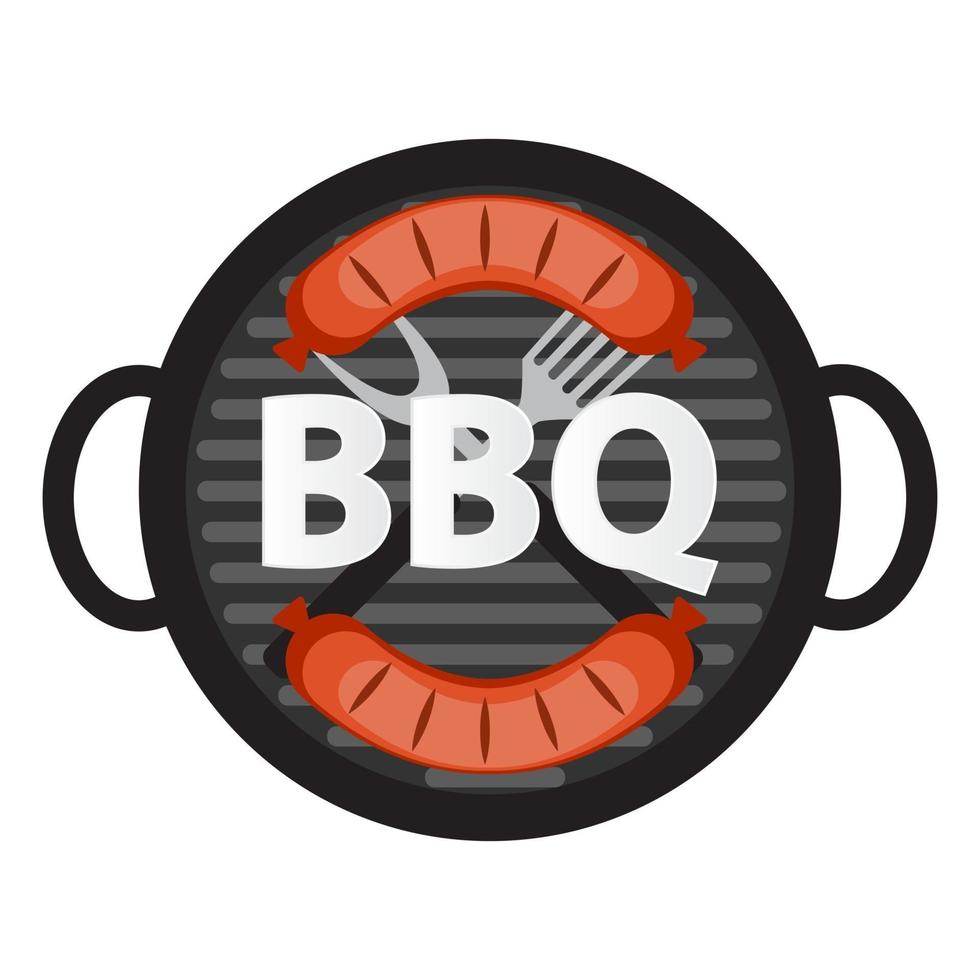 icono de barbacoa con herramientas de parrilla y salchichas vector