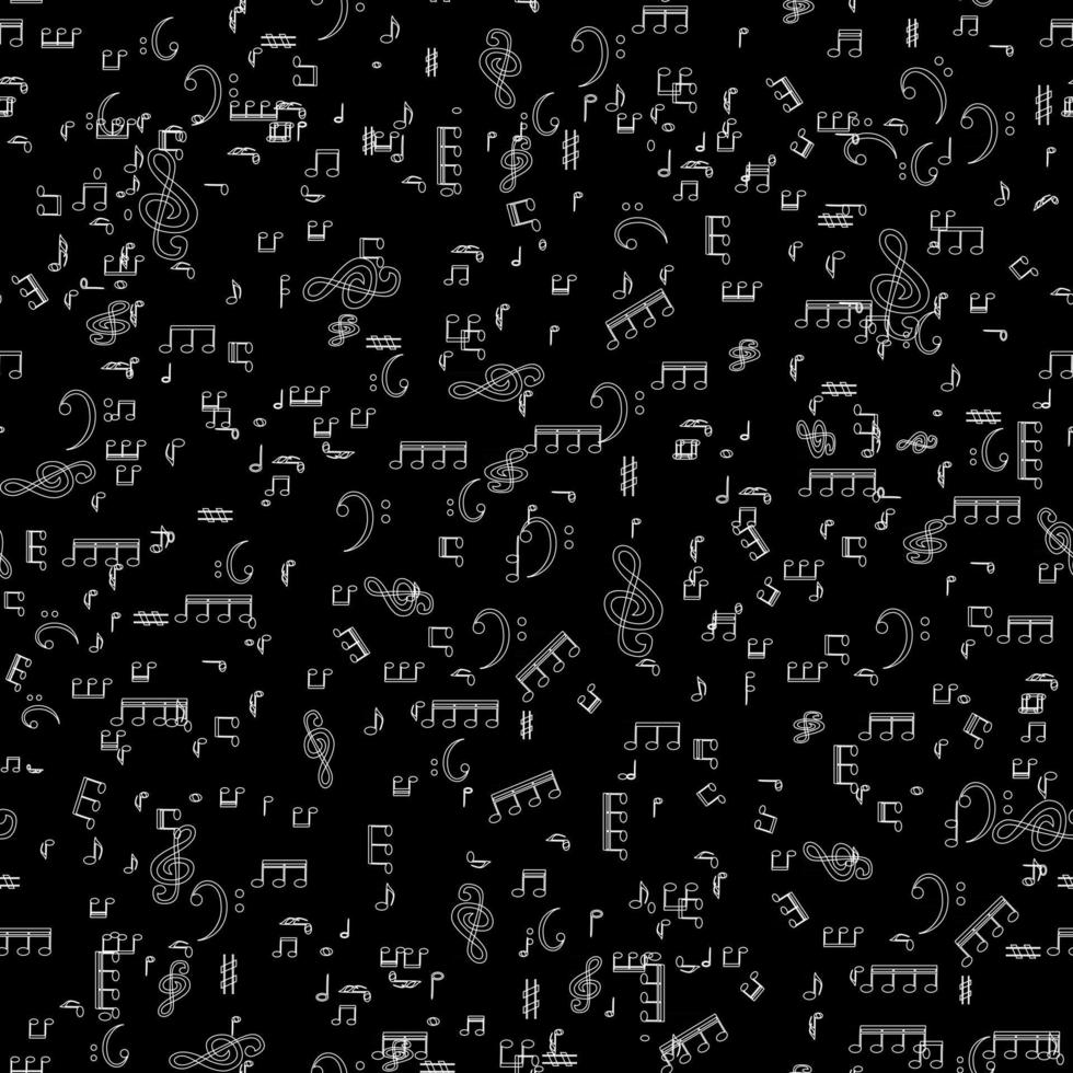 Seamless pattern from Set of musical notes and Treble clef vector