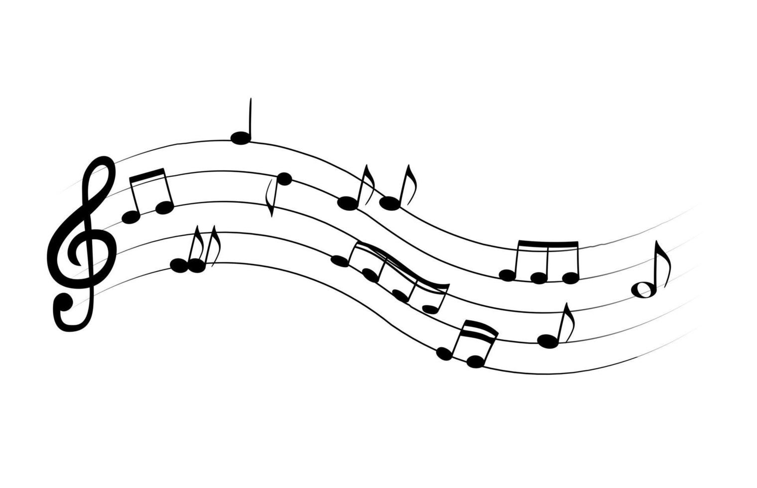 Set of musical notes on five line clock notation without a feature Treble clef vector