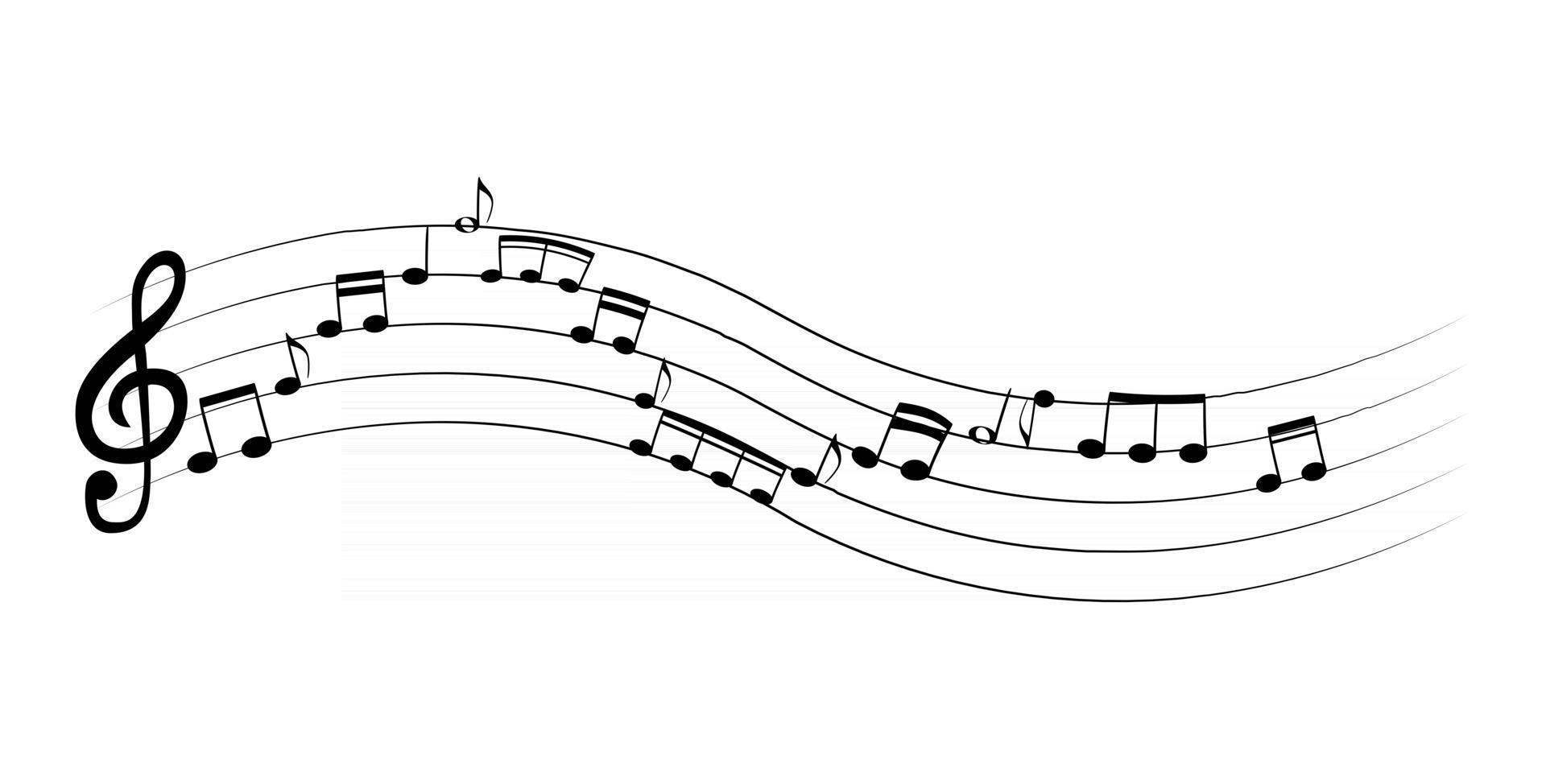 Set of musical notes on five line clock notation without a feature Treble clef vector