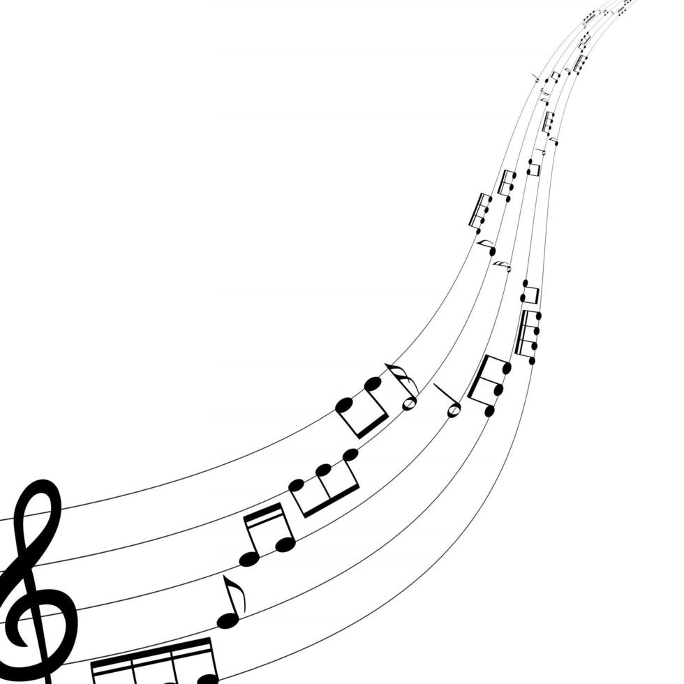 Set of musical notes on five line clock notation without a feature Treble clef vector