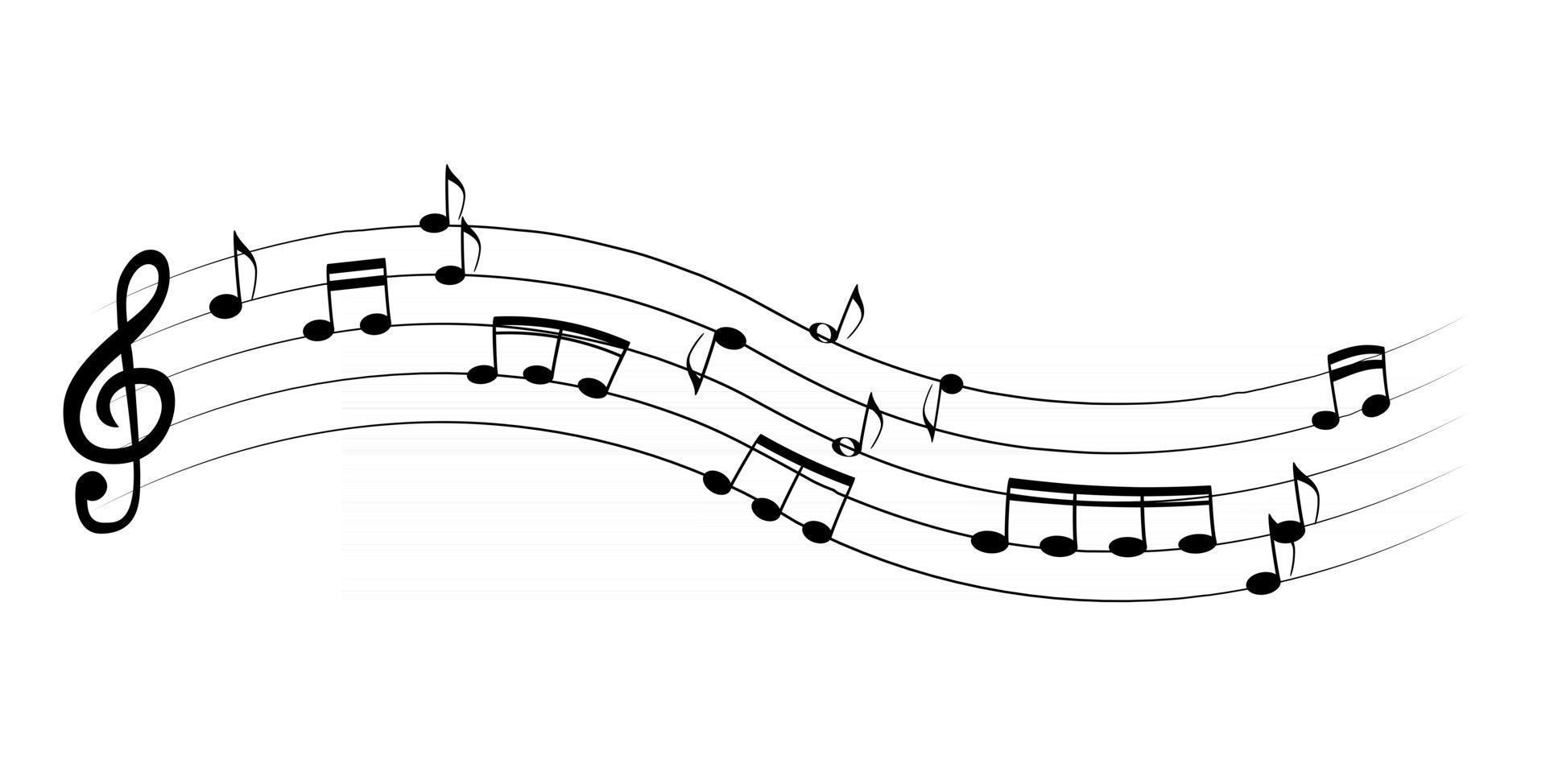 Set of musical notes on five line clock notation without a feature Treble clef vector