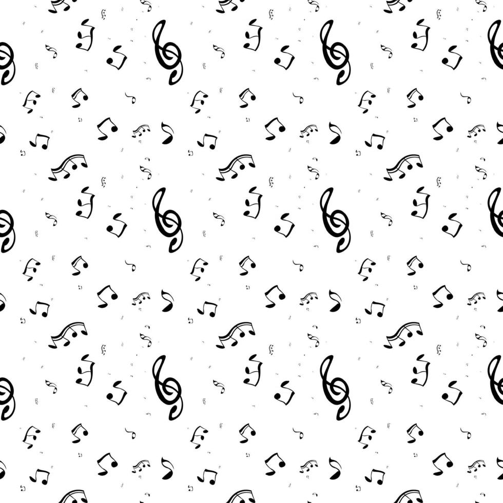 Seamless pattern from Set of musical notes and Treble clef vector