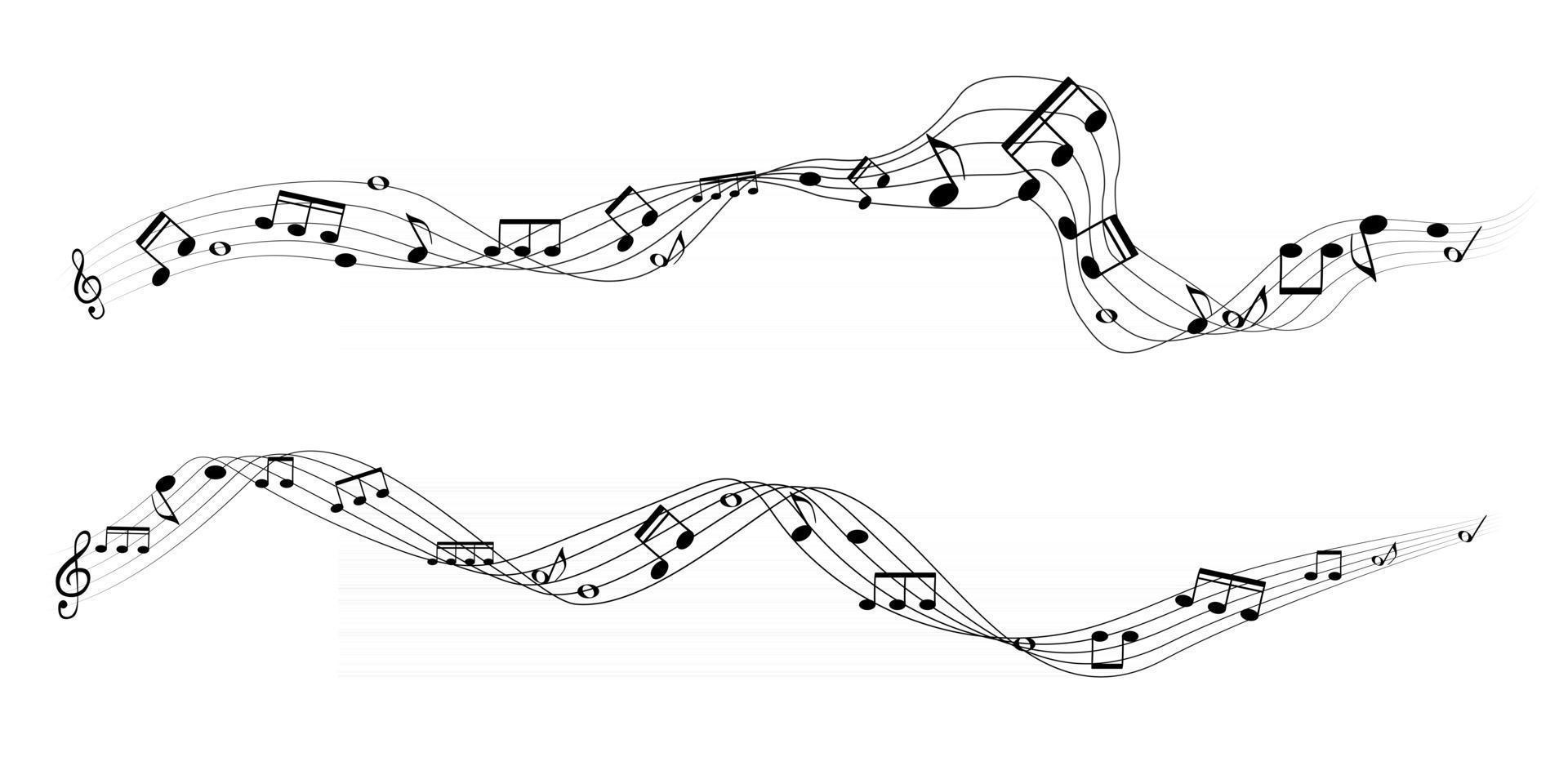 Set of musical notes on five line clock notation without a feature Treble clef vector