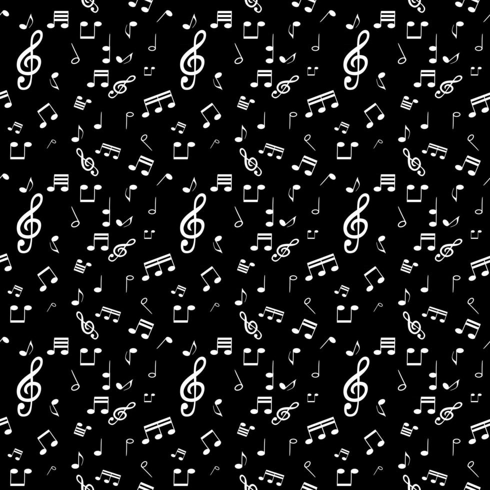 Patrón sin fisuras del conjunto de notas musicales y clave de sol. vector