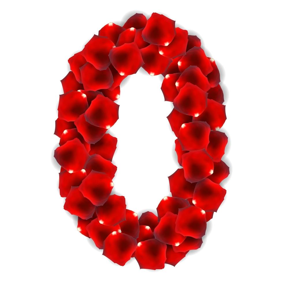 Rose Petals Realistic Number Vector Illustration