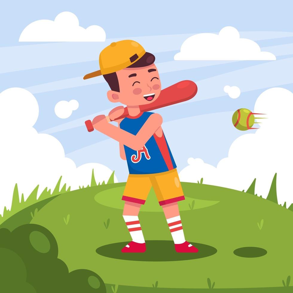 Happy Boy Playing Soft Ball vector