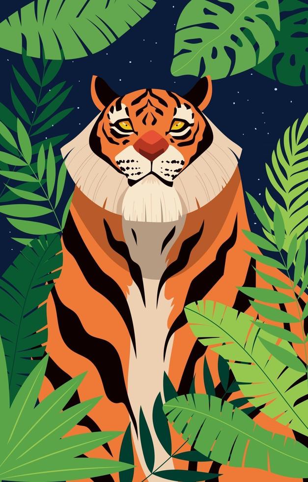 tigre salvaje en la jungla vector