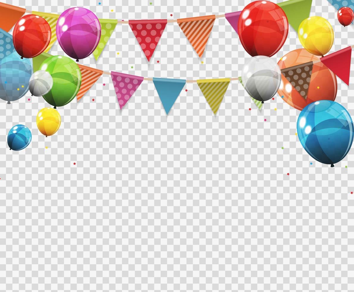 Grupo de globos de helio brillante de color con página en blanco aislada vector