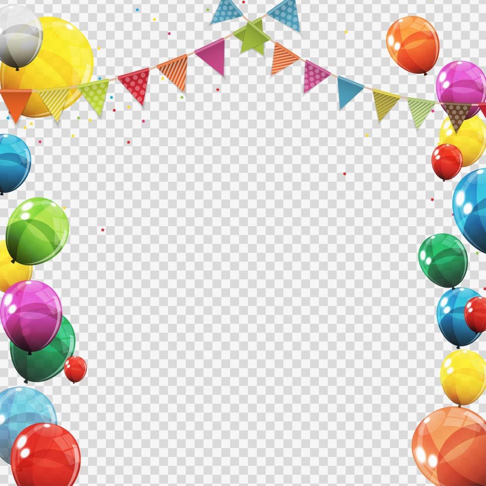 Grupo de globos de helio brillante de color aislado vector