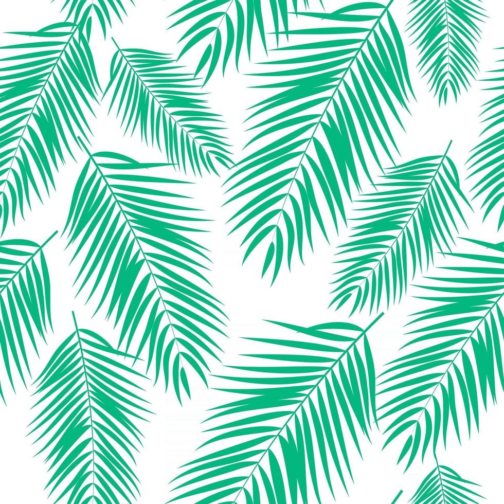 Beautiful Palm Tree Leaves Silhouette. Seamless Pattern Background Vector Illustration