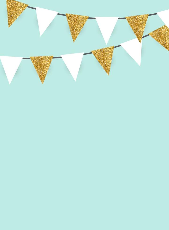 Party Background with Golden Glitter Flags Vector Illustration