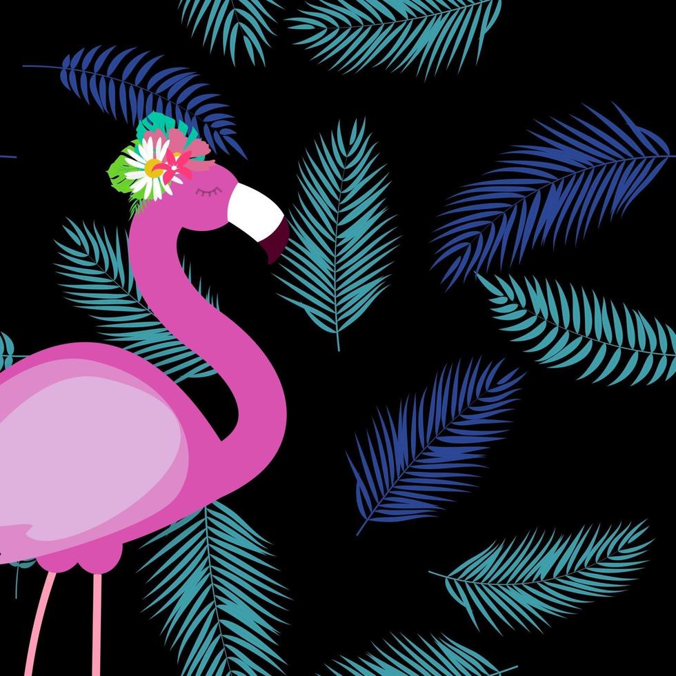 Cute Pink Flamingo Summer Background vector