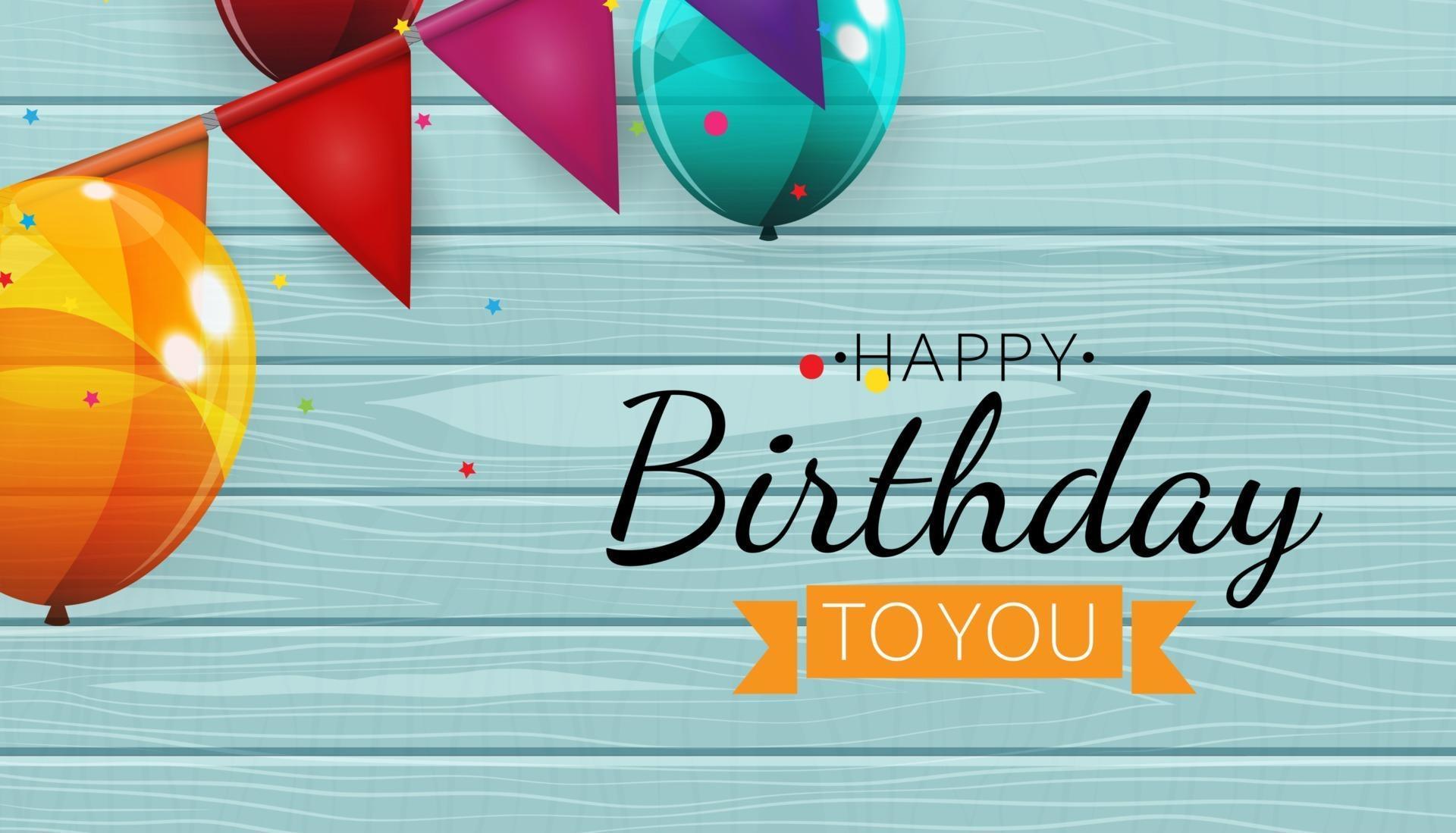 Color Glossy Happy Birthday Balloons Banner Background Vector ...