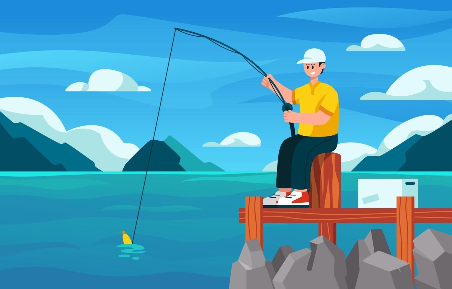 pescando en verano vector