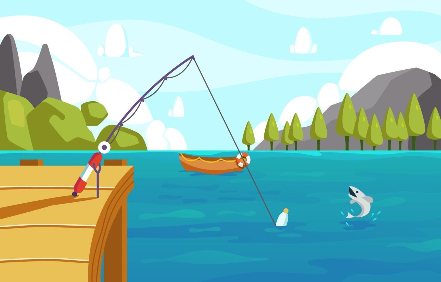 Fishing in Beach with Beautiful View vector